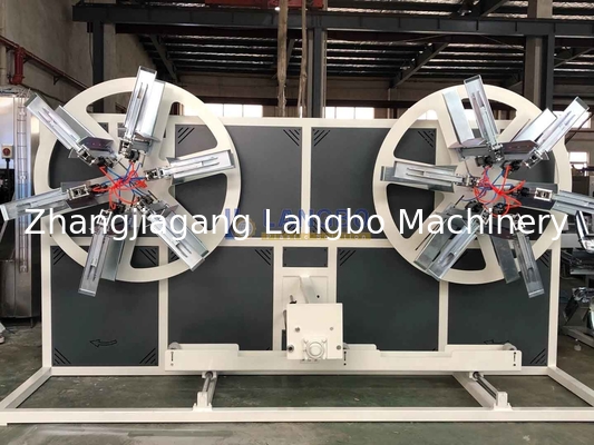 Doppelstation Kunststoff HDPE Rohrwickler Wickelmaschine mit automatischer Umreifung für PE Rohre Extruder
